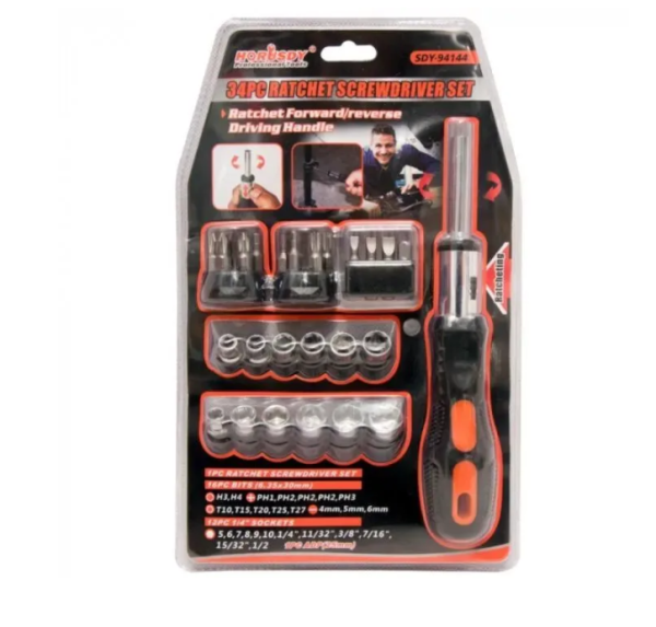 Отвертка с набором сменных бит Screwdriver Set / Битодержатель / 34 сменных насадок